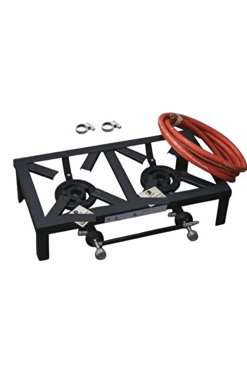 Generic Stove with Double Burner With Gas Hose And 2 Clamps For Home Or Camping