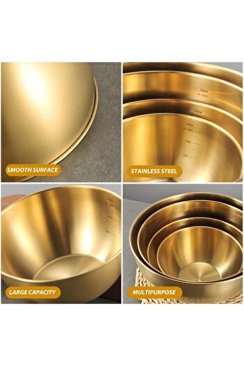 morponi Lüks Gold Çelik Karıştırma Kabı Goldmix 3000 Ml (28 Cm)