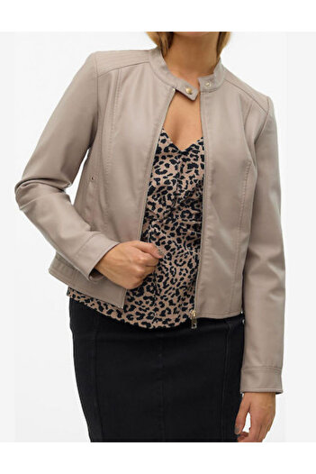 Vero Moda Vero Moda Faux Leather Jacket, beige