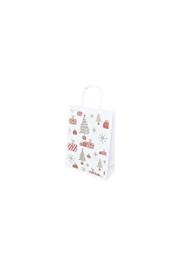 Papette Set of 10 Kraft Paper Bags with Pattern 8 Christmas 18 x 24(H) x 7cm