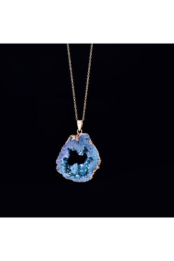 Other COLIER GEOD Cristal MINERALE Amuletă 2.5-3.5 cm ALBASTRU
