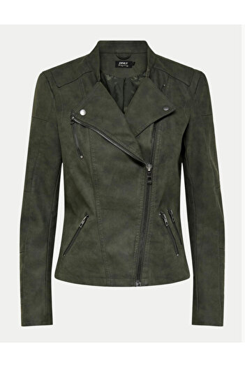 ONLY Only faux leather jacket, khaki