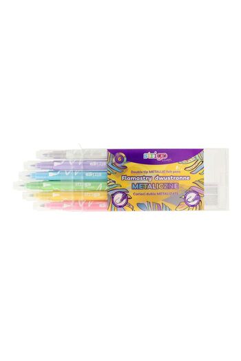 Strigo Double markers, round tip and brush tip, 6 metallic colors SSC415