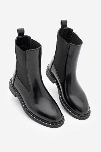 Marjin Women's Troklu Double Elastic Daily Boots Yuvin Black