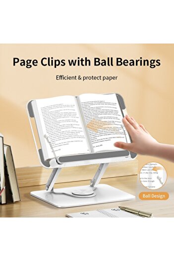 Coverzone حامل كتب للكمبيوتر اللوحي L111 - 360 °   حامل قابل للتعديل، قابل للطي، مصنوع من سبائك الألومنيوم، حامل متين