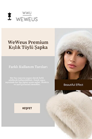 Weweus Cream Beige Furry Fur-Looking Winter Premium Women's Hat