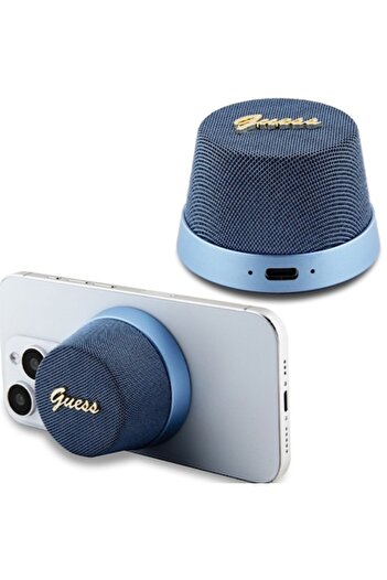 Guess Bluetooth Speaker MagSafe Compatible GUWSC3ALSMB, Magnetic Stand, Bluetooth 5.3 - Blue