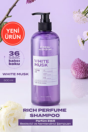 Kundal Parfüm Etkili Besleyici ve Nemlendirici Şampuan Rich Perfume Shampoo 500ml (White Musk)