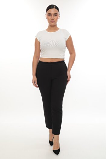 Butik Women's Plus Size Lycra Ankle Length Elastic Waist Pocketed Fabric Pants