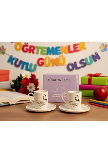 KÜTAHYA HOME Special Gift for Teachers Who Love Coffee |   Teacher's Day Cup Set |   Box Gift