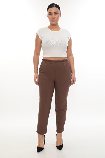 Butik Women's Plus Size Lycra Ankle Length Elastic Waist Pocketed Fabric Pants