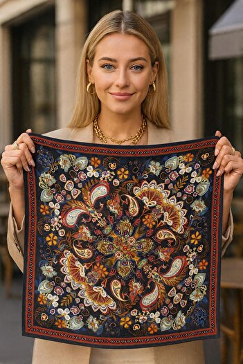MARBERRY Flr14 Patterned Women's Scarf 70X70 cm