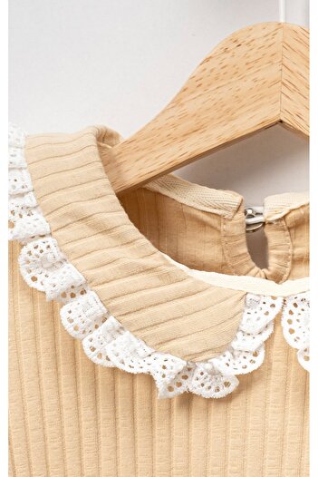 Overdo Ribbed Baby Collar Cotton Long Sleeve Girls' Sweatshirt