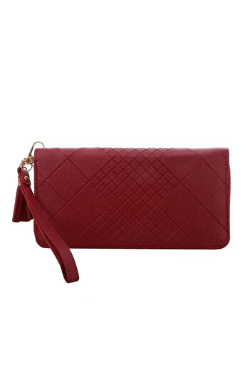 OEM Women's Wallet with Pattern, Purse Type, PU Leather, Large Capacity, Card and Coin Holder, Red