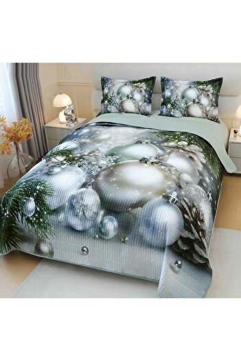 CHIRASO CHIRASO Duvet Cover Set, 220x240cm, 3D Christmas Theme, Double Bed, 2 Pillowcases, Globes