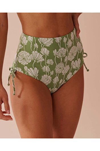 La Vie en Rose POPPY FIELD Jacquard Side Tie High Waist Bikini Bottom