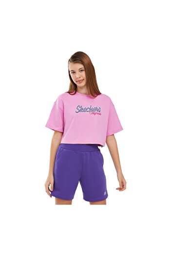 SKECHERS Graphic Tee g Short Sleeve Big Girl Light Pink Tshirt Sk241040-590