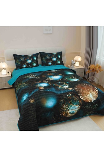 CHIRASO CHIRASO Duvet Cover Set, 220x240cm, 3D Christmas Theme, Double Bed, 2 Pillowcases, Globes