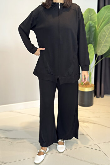 Lale Butik Modal File Detailed Basic Suit 3080 Black