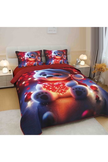 CHIRASO CHIRASO Duvet Cover Set, 220x240cm, 3D Christmas Theme, Double Bed, 2 Pillowcases, Teddy Bear