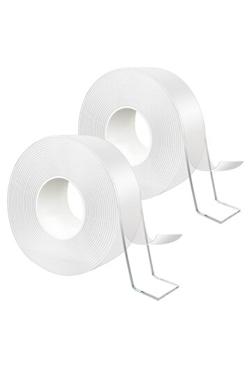 Aurov Set of 2 Double-sided adhesive tapes 3m x 3cm x 2mm, Strong, Transparent, Silicone, Waterproof, Traceless