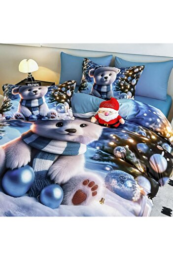JOJO HOME Christmas bedding, 5D print, 6 pieces, 180x200, Polar bear with globes