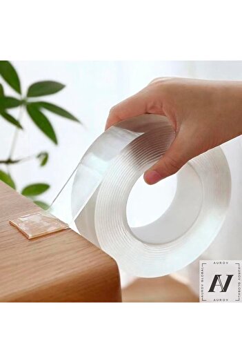 Aurov Aurov® double-sided adhesive tape, 15m x 3cm x 1mm, strong with Nano Technology, Transparent, Silicone