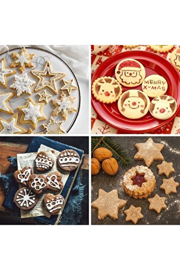 KT HOME 12 Piece Cookie Cutter Set, Heart Star Cloud Circle Shaped, 3 Different Sizes, Metal Dough Cutter