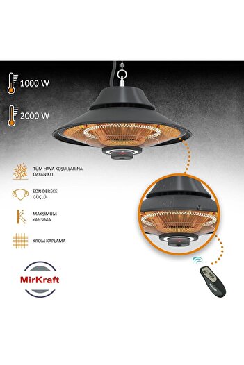 Mirkraft Elirg RC Tavan Sarkıt Isıtıcı Uzaktan Kumandalı 2000W Tavan Isıtıcı