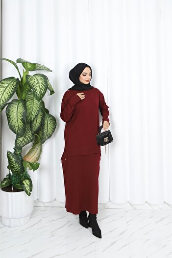 NİSUM MODA Buttoned Mercerized Skirt Suit