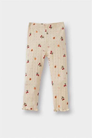 DeFacto Baby Girls Pajamas Set Fruit Pattern Long Sleeve Ribbed Camisole Top Long Bottom (25 Wn)