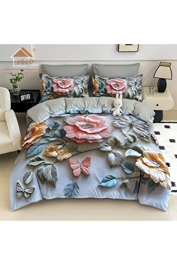 JOJO HOME 5D bedding, digital print, 6 pieces, fitted sheet, Roses