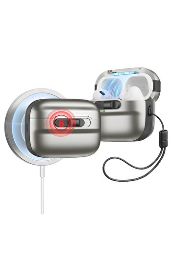 Bibilel Case for Apple AirPods Pro 1/2, Q168, Titanium