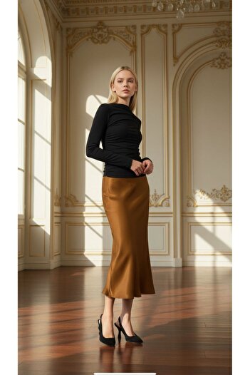 Eight Fashion Women's Colorful Viscose Satin Long Skirt