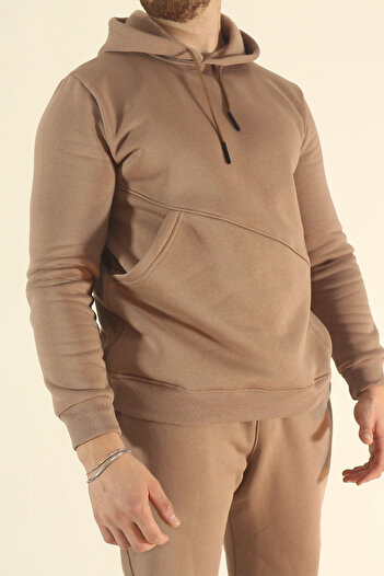 INFLUYENTE Men's Fleece Lined Tracksuit Set with Special Pockets Sweatshirt Jogger - Regular Soft Hoodie