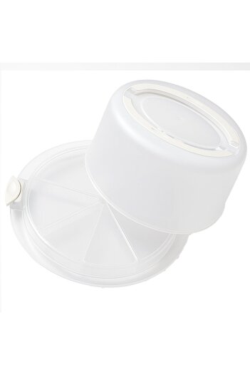 PUFO Cookies round platter with transparent lid for serving cakes, cookies, muffins, Ø 29 cm, cream