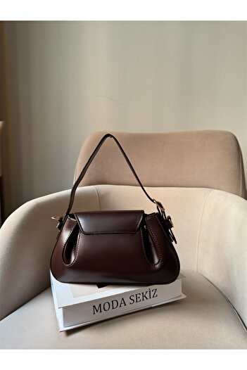 Moda Sekiz Women's Faux Leather Shoulder Bag with Magnet Closure and Accessory Detail