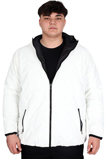 ModeXL Mode XL Large Size Men's Coat Hooded U24608 Ecru