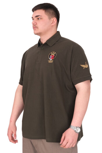 ModeXL Ανδρικό μπλουζάκι Mode XL Plus Size με γιακά πόλο U25306 Χακί