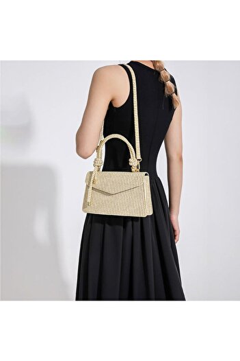 Sparkling Beauty Elegant Knotted Handle Woven Shoulder Bag – Chic Crossbody, Shoulder Bag and Handbag for Women