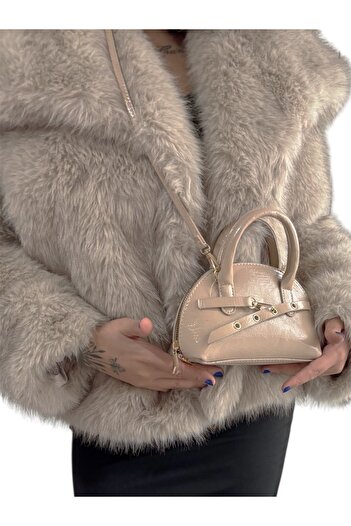 BY BASAK collection Patent Leather Mini Beige Dual-Use Bag