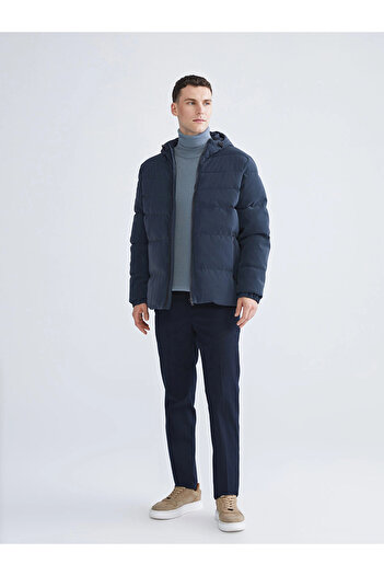LC Waikiki Lcwaikiki Classic Navy Blue Standard Fit Hooded Men's Puffer Coat