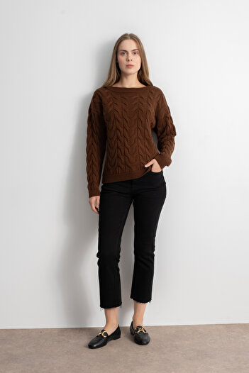 Shophia Women's Hair Knit Sweater – Brown
