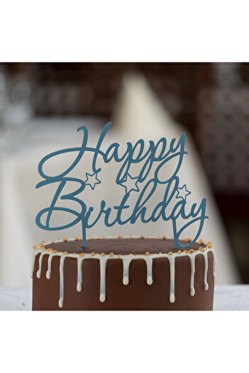 Amco Topper Happy Birthday blue cake ornament 200 x 220 x 3 mm