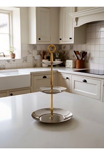 aljahwari Luxury Polished Stainless Steel 3-Tier Serving Stand