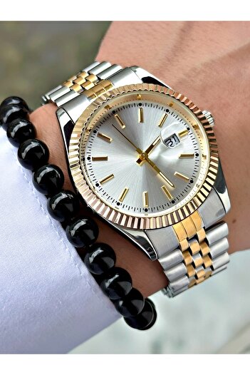 Tisaati Luxury Design Special Series Eşref Single Watch Model Metal Band Men's Wristwatch with Calendar-Bracelet Gift
