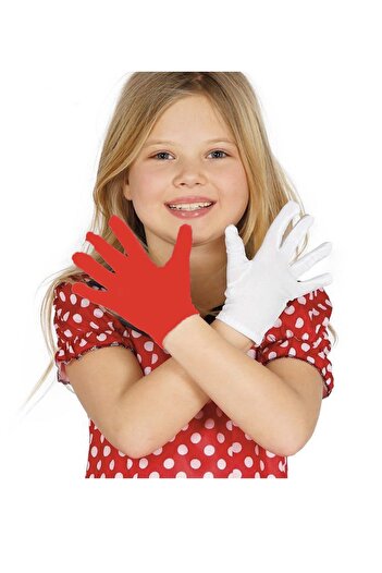 Butik Center 1 Pair Red White Pantomime Gloves Kids Size for Performances