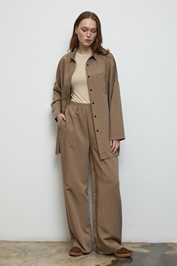 QANU Striped Modal Suit Mink