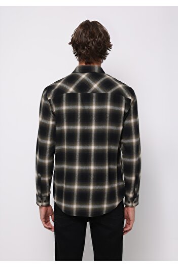Colin's Regular Fit Shirt Neck Plaid Men's Green Long Sleeve Shirt