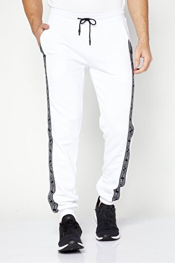 Cavalli Class Men Regular Fit Logo Print Sweatpants, White